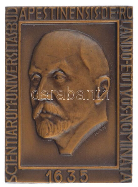 Iván István (1905-1968) 1960. '325 éves az Eötvös Lóránd Tudományegyetem' egyoldalas, bronz plakett, eredeti tokban (55x40mm) T:1-