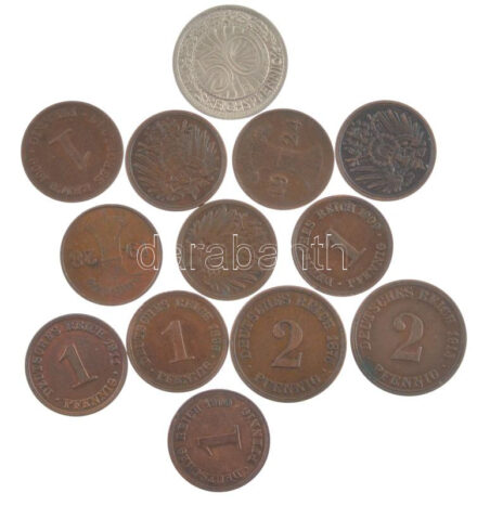 Német Birodalom 1875-1915. 1pf-2pf bronz (10xklf) + 1924A 1pf bronz + 1928A 1pf bronz + 1928J 50pf Ni T:1-2 German Empire 1875-1915. 1 Pfennig - 2 Pfennig bronze (10xdiff) + 1924A 1 Rentenpfennig bronze + 1928A 1 Reichspfennig bronze + 1928J 50
