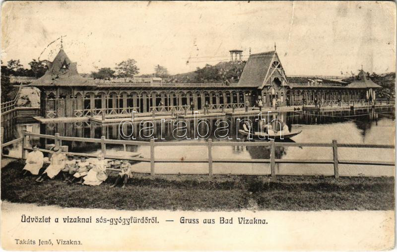 1905 Vízakna, Salzburg, Ocna Sibiului; sós-gyógyfürdő. Takáts Jenő kiadása / spa (fa)