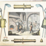 cca 1860 Különböző mesterségek használati eszközeit bemutató képeskönyv 16 oldalon, színezett metszetekkel, 30×37 cm - Image 3