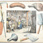 cca 1860 Különböző mesterségek használati eszközeit bemutató képeskönyv 16 oldalon, színezett metszetekkel, 30×37 cm - Image 4