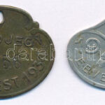 Budapest 1934. Cu-Zn ebvédjegy '4556' sorszámmal + Budapest 1937. Cu-Ni ebvédjegy '11229' sorszámmal T:1-,2