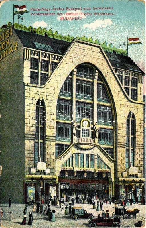 1932 Budapest VI. Párisi Nagy Áruház utcai homlokzata (kopott sarkak / worn corners)
