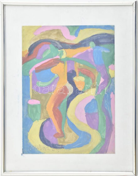 Csepeli Németh Miklós (1934-2012): Alakok, 1993. Akvarell, papír, jelzett, üvegezett keretben. 30×21 cm