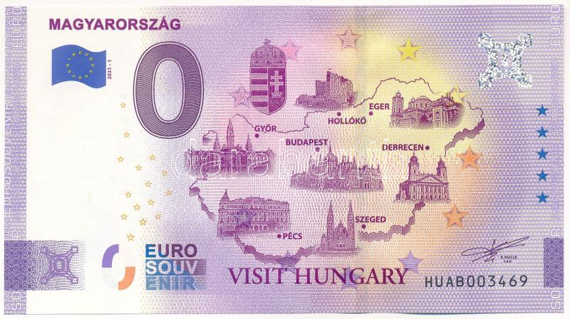2021. 0E szuvenír bankjegy 'Magyarország' T:I Hungary 2021. 0 Euro souvenir banknote 'Hungary' C:UNC