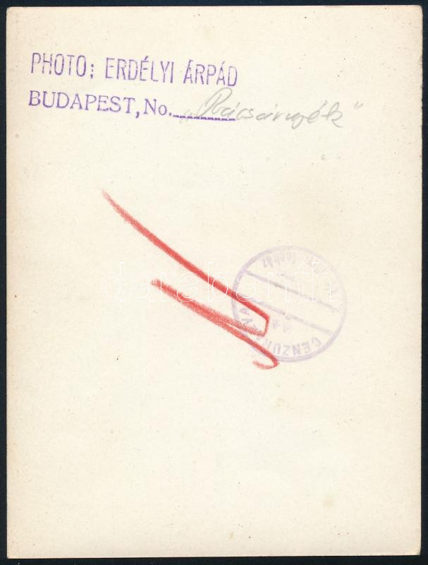 'Rácsárnyék', Erdélyi Árpád felvétele, törv. fogház cenzúra pecséttel, felületén törésnyomok, 12×9 cm - Image 2