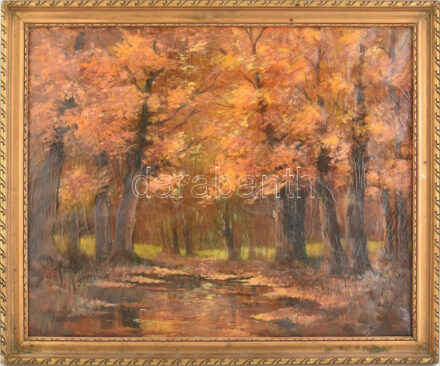 Mednyánszky jelzéssel: Őszi táj. Olaj, vászon. 49,5x61 cm. Dekoratív, kissé sérült fakeretben.