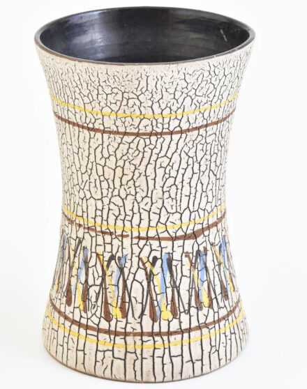 Retró kerámia váza, jelzés nélkül, hibátlan, m: 15,5 cm