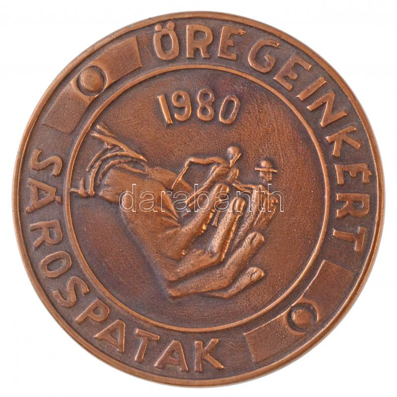 1980. 'Öregeinkért - Sárospatak' egyoldalas, öntött Br emlékérem (112mm) T:1-