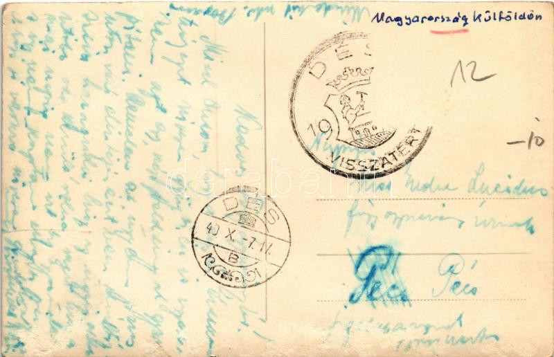 1940 Dés, Dej; Szamos híd, vonat / Somes river bridge, train + '1940 Dés visszatért' So. Stpl. (kis szakadás / small tear) - Image 2