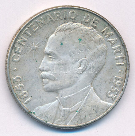 Kuba 1953. 50c Ag 'Jose Marti' T:2,2- patina Cuba 1953. 50 Centavos Ag 'Jose Marti' C:XF,VF patina Krause KM#28