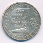 Kuba 1953. 50c Ag 'Jose Marti' T:2,2- patina Cuba 1953. 50 Centavos Ag 'Jose Marti' C:XF,VF patina Krause KM#28 - Image 2