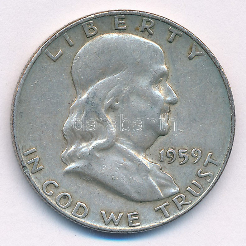 Amerikai Egyesült Államok 1959D 1/2$ Ag 'Franklin' T:2- patina USA 1959D 1/2 Dollar Ag 'Franklin' C:VF patina Krause KM#199