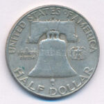 Amerikai Egyesült Államok 1959D 1/2$ Ag 'Franklin' T:2- patina USA 1959D 1/2 Dollar Ag 'Franklin' C:VF patina Krause KM#199 - Image 2