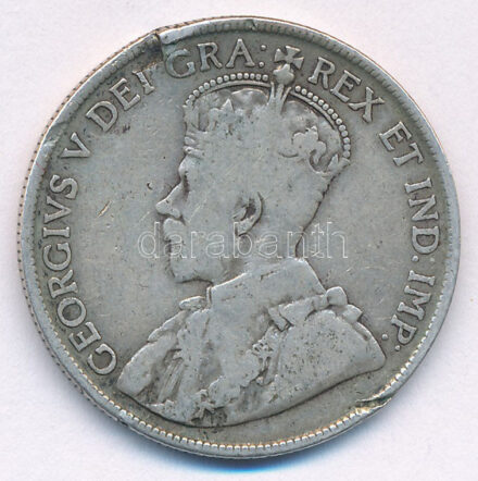 Kanada 1919C 50c Ag 'V. György' T:3 ph., anyaghiba Canada 1919C 50 cents Ag 'George V' C:F edge error, metal error Krause KM#25