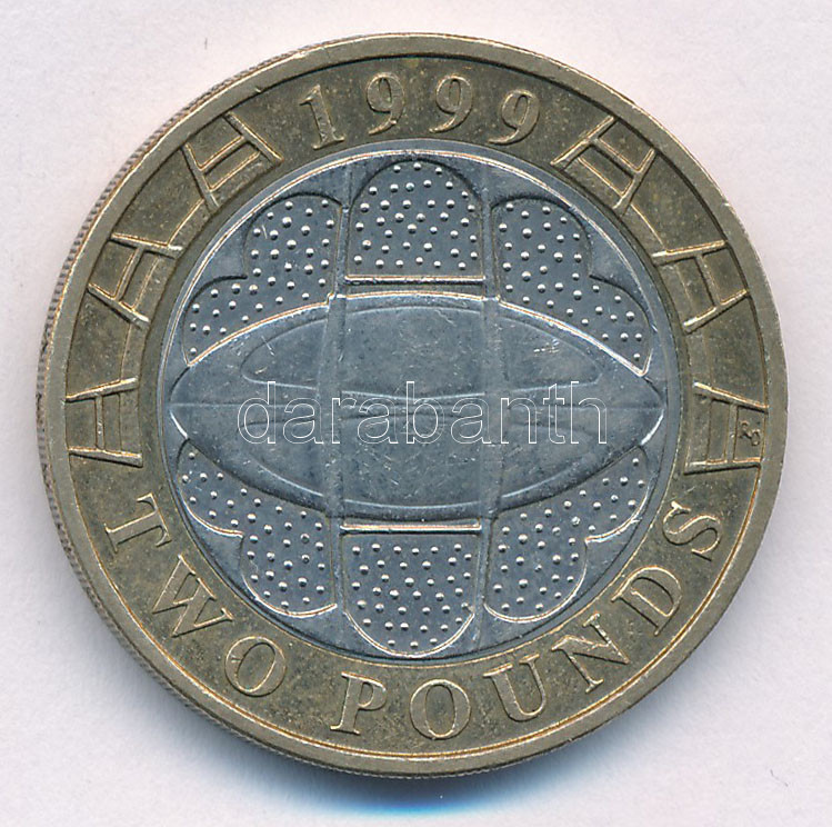 Nagy-Britannia 1999. 2P Cu-Ni/Ni-sárgaréz 'II. Erzsébet / Rögbi Világkupa' T:2 Great Britain 1999. 2 Pounds Cu-Ni/Ni-Brass 'Elisabeth II / Rugby World Cup, Wales 1999' C:XF Krause KM#999 - Image 2
