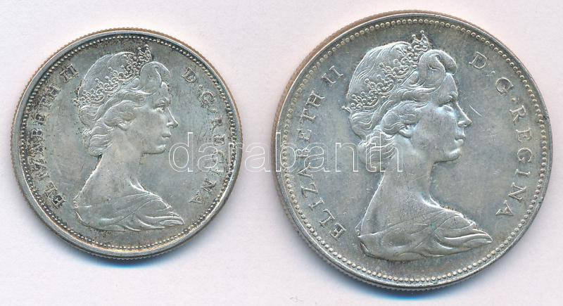 Kanada 1966. 50c Ag 'II. Erzsébet' + 1$ Ag 'II. Erzsébet' T:1- Canada 1966. 1/2 Cent Ag 'Elizabeth II' + 1 Dollar Ag 'Elizabeth II' C:AU Krause KM#64.1, KM# 63