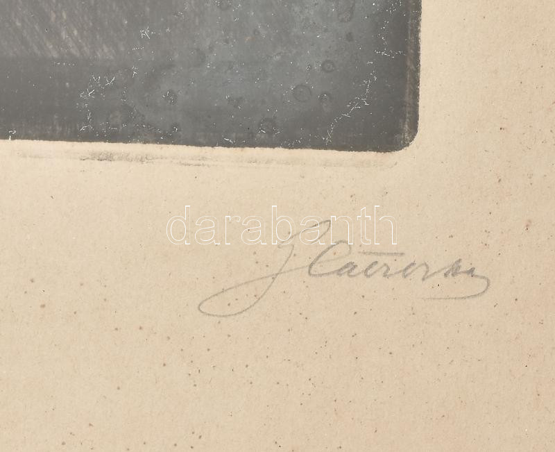 Glatz Oszkár (1872-1958) - Prihoda István (1891-1965): Ebédelők. Rézkarc, papír, jelzett (Glatz Oszkár, Prihoda István), számozott (134/150). Dekoratív, üvegezett, sérült fakeretben, 22×19 cm - Image 2