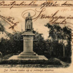 1903 Palánka, Backa Palanka; Szent István szobor az új sétatéren. Hauswirth József kiadása / monument, promenade (EK)