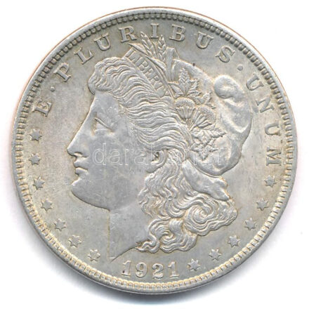 Amerikai Egyesült Államok 1921. 1$ Ag 'Morgan' T:2 patina, kis karc USA 1921. 1 Dollar Ag 'Morgan' C:XF patina, small scratch Krause KM#110