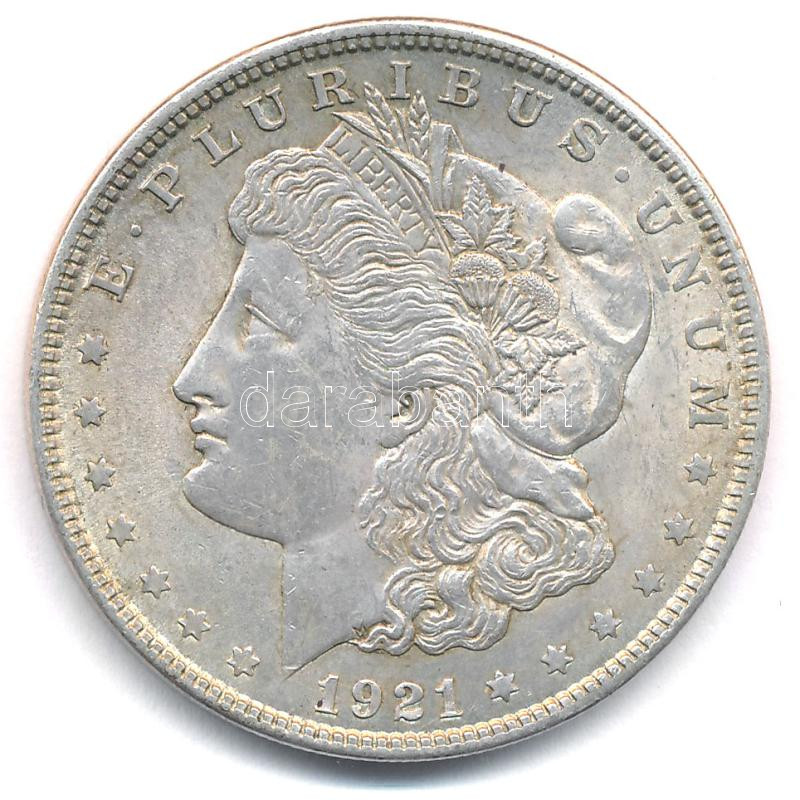 Amerikai Egyesült Államok 1921. 1$ Ag 'Morgan' T:2 patina, kis karc USA 1921. 1 Dollar Ag 'Morgan' C:XF patina, small scratch Krause KM#110