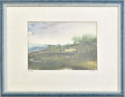 Lengyel jelzéssel: Budakalász környéki táj, 1993. Akvarell, papír. Üvegezett fakeretben. 16,5x24 cm