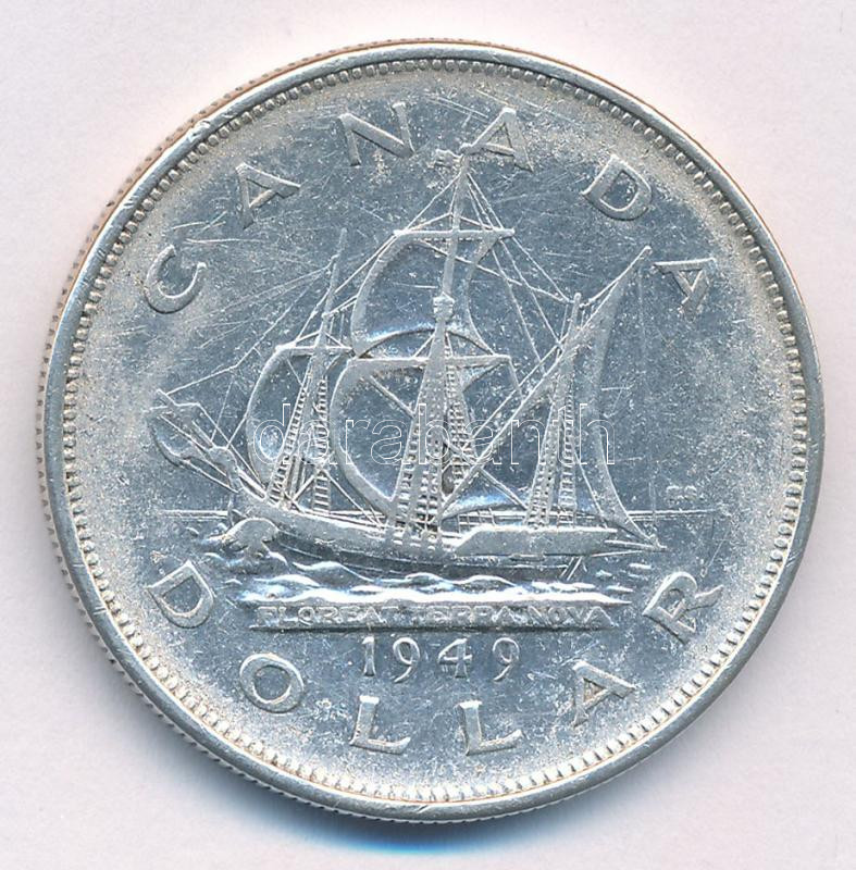 Kanada 1949. 1D Ag 'Új-Fundland csatlakozása Kanadához' forgalmi emlékérme T:2-,3 patina Canada 1949. 1 Dollar Ag 'Accession of Newfoundland to Canada' circulating commemorative coin C:VF,F patina Krause KM#47 - Image 2