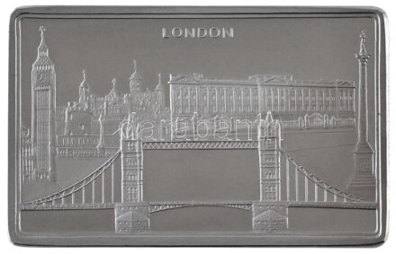 DN 'London' jelzett Ag plakett tanúsítvánnyal (25g/0.925/50x32mm) T:1 (eredetileg PP) patina