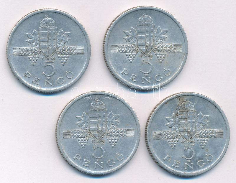 1945. 5P Al 'Parlament' (4x) T:2,2- közte patina, karc Adamo P8.4 - Image 2