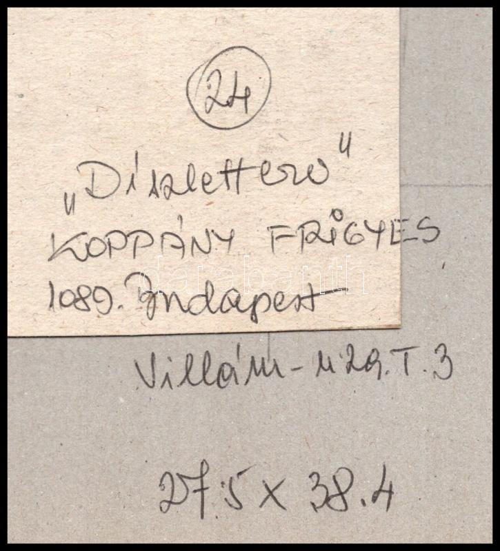 Koppány Frigyes (?-?): Díszletterv, 1977. Vegyes technika, papír, jelzett, a hátoldalán autográf felirattal. Paszpartuban. 26x15 cm - Image 4