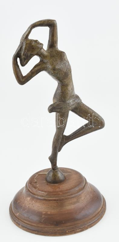 Jelzés nélkül: Art deco táncos. Bronzírozott vas. fa talapzaton 37 cm