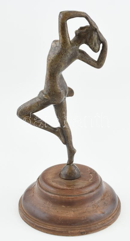 Jelzés nélkül: Art deco táncos. Bronzírozott vas. fa talapzaton 37 cm - Image 2