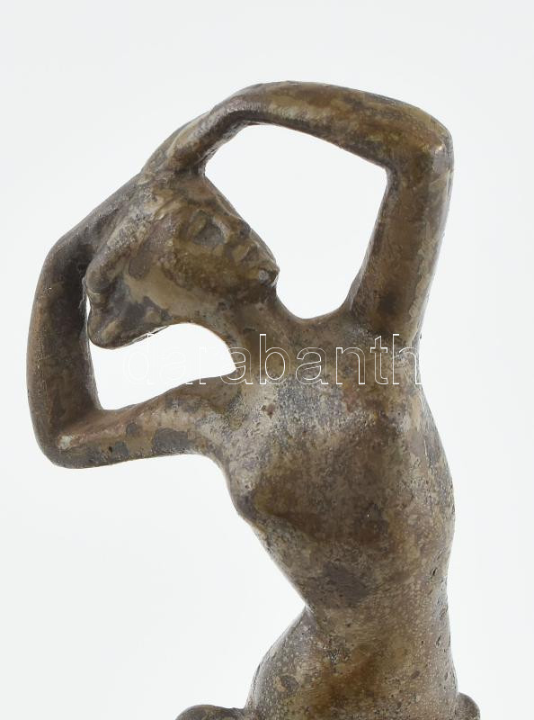Jelzés nélkül: Art deco táncos. Bronzírozott vas. fa talapzaton 37 cm - Image 3