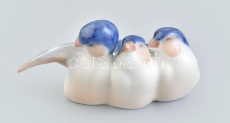 Koppenhágai madárfiókák, porcelán, jelzett, hibátlan, m: 5 cm