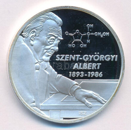 Ifj. Szlávics László (1959-) 2012. 'Nagy Magyarok / Szent-Györgyi Albert' ezüstözött Cu emlékérem (40mm) T:PP kis patina