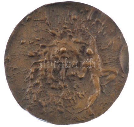 Borsos Miklós (1906-1990) ~1975. 'KFKI (Központi Fizikai Kutatóintézet)' kétoldalas, öntött, nagyméretű bronz díjérem, hátoldalán gravírozott (127mm) T:1-