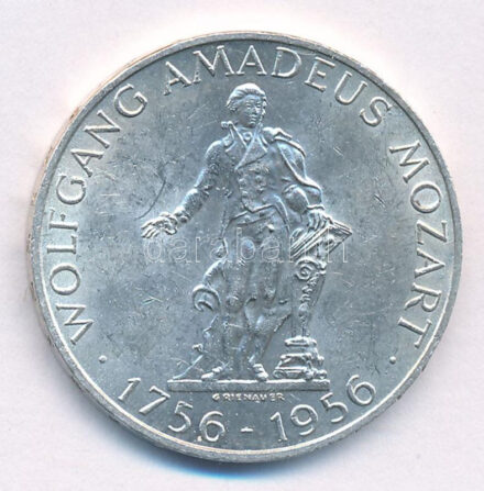 Ausztria 1956. 25Sch Ag 'Wolfgang Amadeus Mozart születésének 200. évfordulója' T:1-,2 apró patina, kis karc Austria 1956. 25 Schilling Ag '200th Anniversary of the Birth of Wolfgang Amadeus Mozart' C:AU,XF tiny patina, small scratch Krause