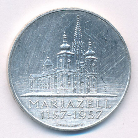 Ausztria 1957. 25Sch Ag '800 éves a Mariazelli kegytemplom' T:2 karc Austria 1957. 25 Schilling Ag '8th Centennial - Mariazell Basilica' C:XF scratch Krause KM#2883
