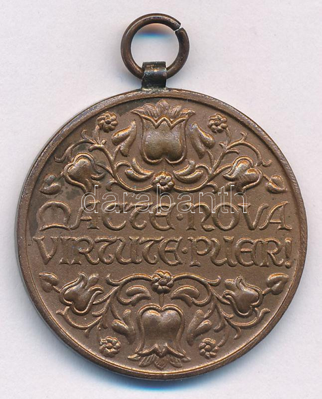 Berán Nándor (1889-1965) 1935. 'Magyar Vöröskereszt Ifjúsági Osztálya' bronz kitüntetés, mellszalag nélkül 'A MAGYAR VÖRÖS KERESZT IFJÚSÁGI OSZTÁLYA / MACTE NOVA VIRTUTE PUER!' (31mm) T:1-,2 patina / Hungary 1935. 'Youth Department - Image 2