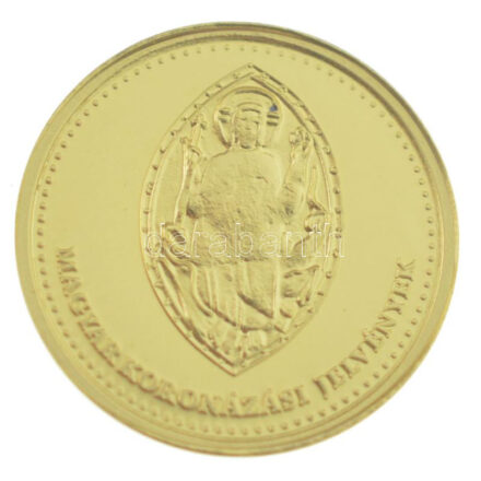 DN 'Magyar koronázási jelvények / Koronázási jogar' kétoldalas Au emlékérem kapszulában (0,5g/0,999) T:1- ND 'Hungarian coronation badges / coronation scepter' two-sided Au commemorative coin in capsule (0,5g/0,999) C:AU