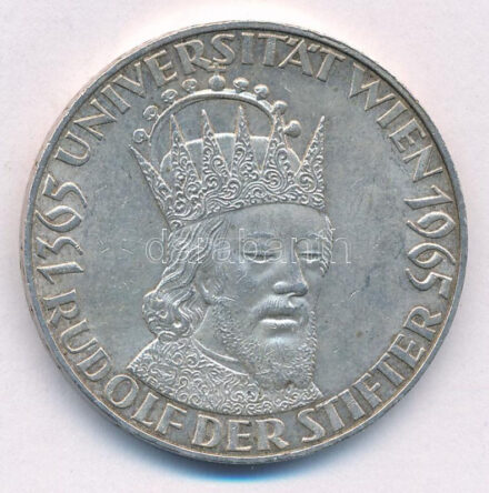 Ausztria 1965. 50Sch Ag '600 éves a Bécsi Egyetem' T:2 ph., patina Austria 1965. 50 Schilling Ag '600th Anniversary - Vienna University' C:XF edge error, patina Krause KM#2898