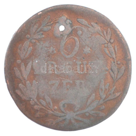 Német Államok / Baden 1816. 6kr billon T:3- ly. German States / Baden 1816. 6 Kreutzer billon C:VG holed Krause KM#168