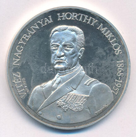 Bognár György (1944-) 1993. 'Vitéz Nagybányai Horthy Miklós / Itthon hazai földben' jelzett Ag emlékérem (31,09g/0.925/42,5mm) T:1- (PP)