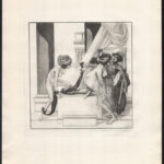 Franz von Bayros (1866-1924): Erotikus jelenet. Heliogravűr, papír, jelzett a nyomaton. 18×18 cm