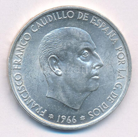 Spanyolország 1966. (68) 100P Ag 'Franco' T:2 Spain 1966. (68) 100 Pesetas Ag 'Franco' C:XF Krause KM#797