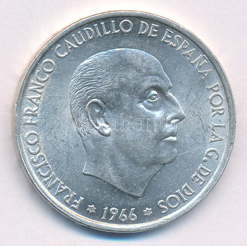 Spanyolország 1966. (68) 100P Ag 'Franco' T:2 Spain 1966. (68) 100 Pesetas Ag 'Franco' C:XF Krause KM#797