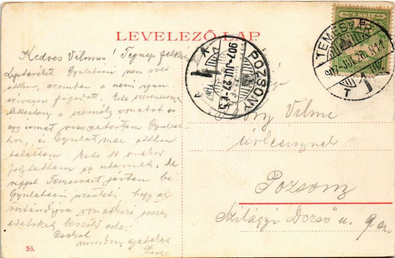 1907 Temesvár, Timisoara; Régi vár, színház. 56. (W.L. ?) / Teil der alten Festung / castle, theatre (EK) - Image 2