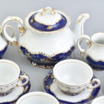 Zsolnay Pompadour mintás porcelán teás készlet, kézzel festett, jelzett, kopásnyomokkal - Image 2