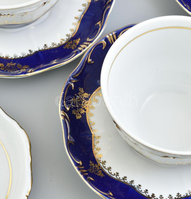 Zsolnay Pompadour mintás porcelán teás készlet, kézzel festett, jelzett, kopásnyomokkal - Image 3