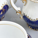 Zsolnay Pompadour mintás porcelán teás készlet, kézzel festett, jelzett, kopásnyomokkal - Image 4